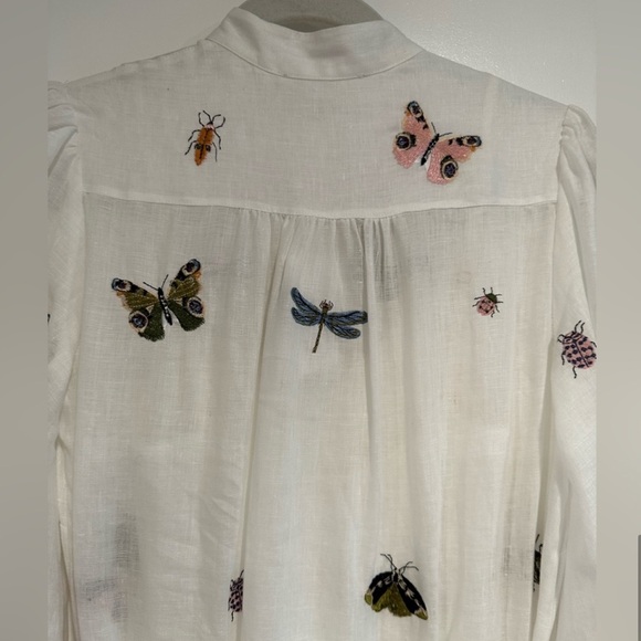 Zimmermann Embroidered Long Sleeve Linen Shirtdress Size L - Picture 6 of 8